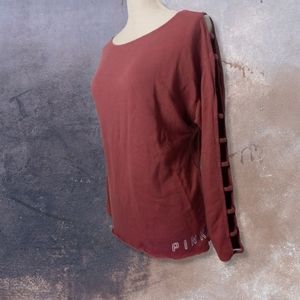 Victoria's Secret PINK Ladder Sleeve Sweatshirt in Mauve Sz Small